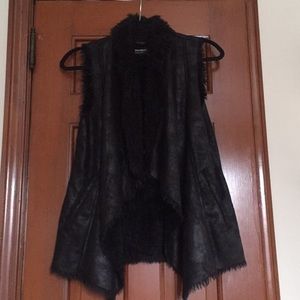 black Faux fur vest